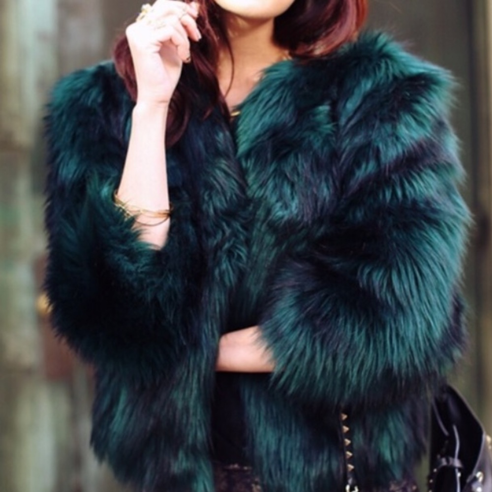 GUESS Green faux fur jacket